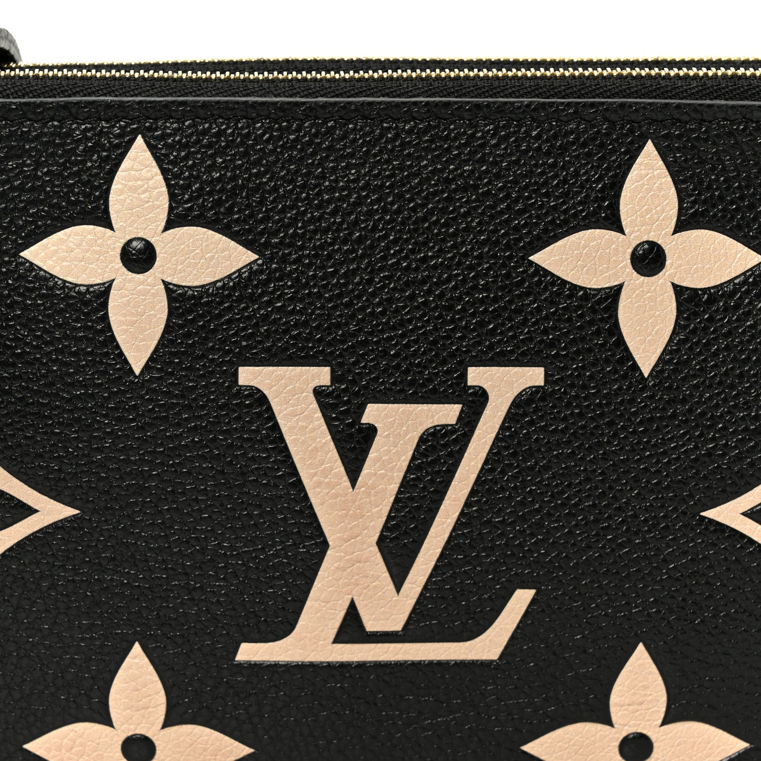 Louis Vuitton Empreinte Monogram Giant Double Zip Pochette Black Cream 9 of 11