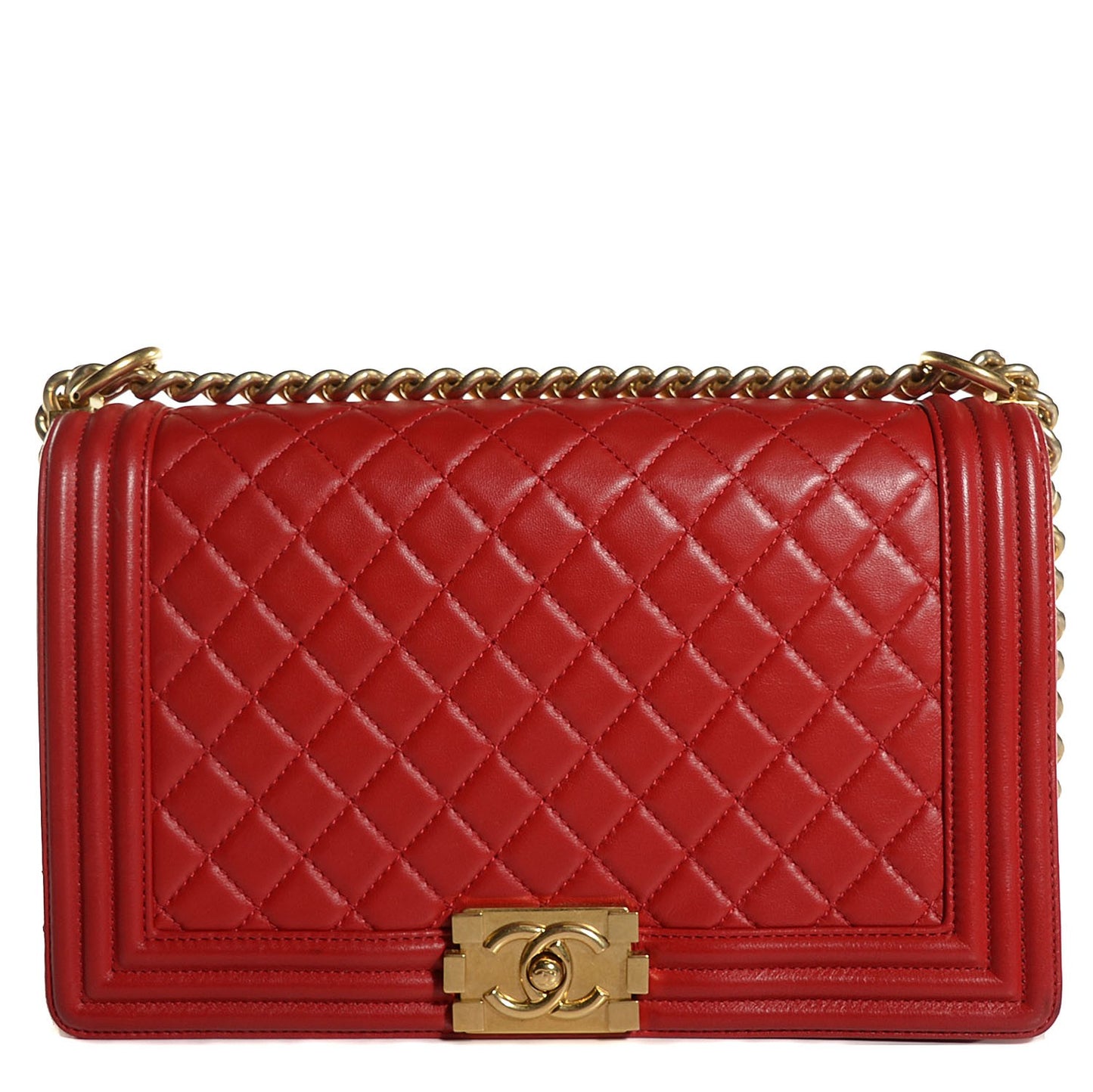 Lambskin Quilted New Medium Boy Flap Red