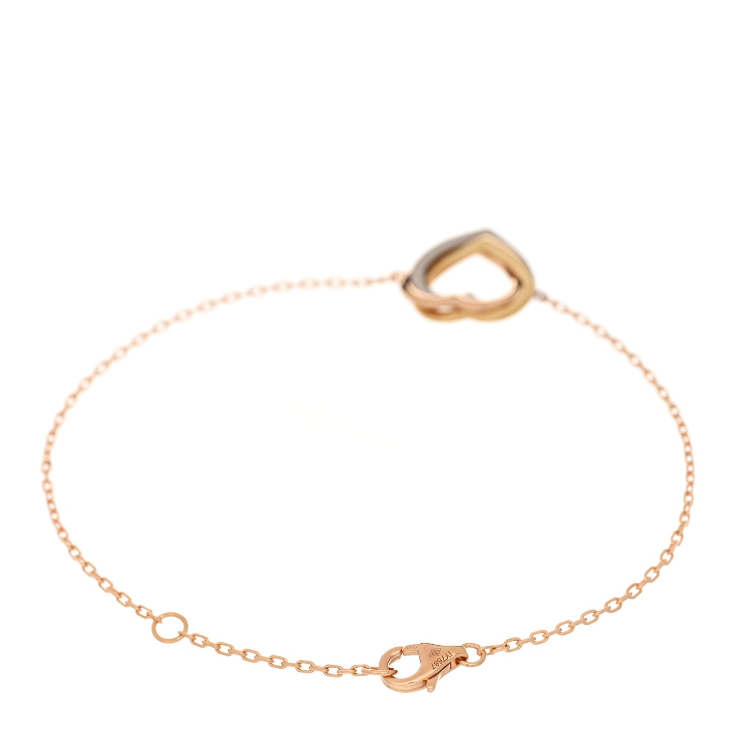 18K Pink Yellow White Gold Trinity Heart Bracelet