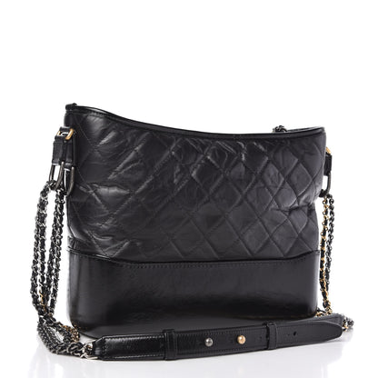 Chanel Aged Calfskin Quilted Medium Gabrielle Hobo Black 3 of 9