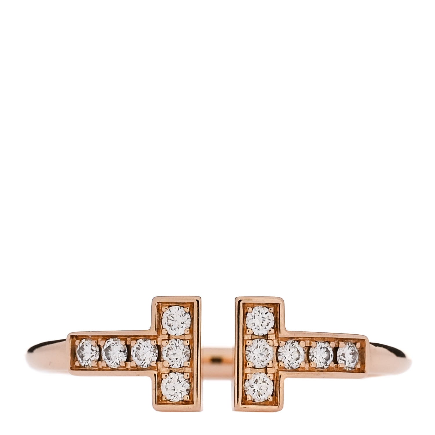 Tiffany 18K Rose Gold Diamond T Wire Ring 52 6 1 of 4