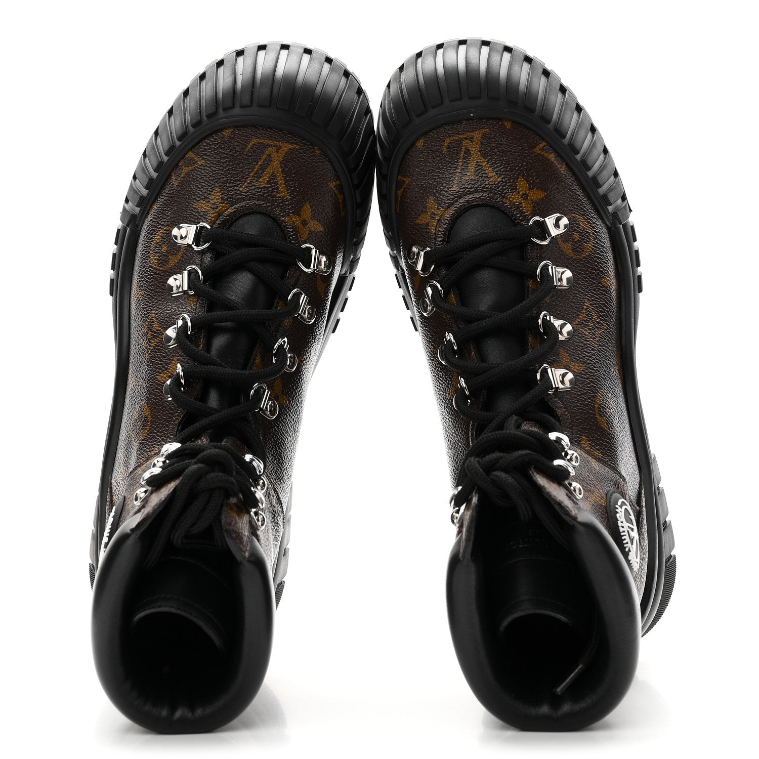 Louis Vuitton Calfskin Patent Monogram Ruby Flat Ranger Boots 39.5 Black 2 of 10