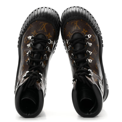 Louis Vuitton Calfskin Patent Monogram Ruby Flat Ranger Boots 39.5 Black 2 of 10