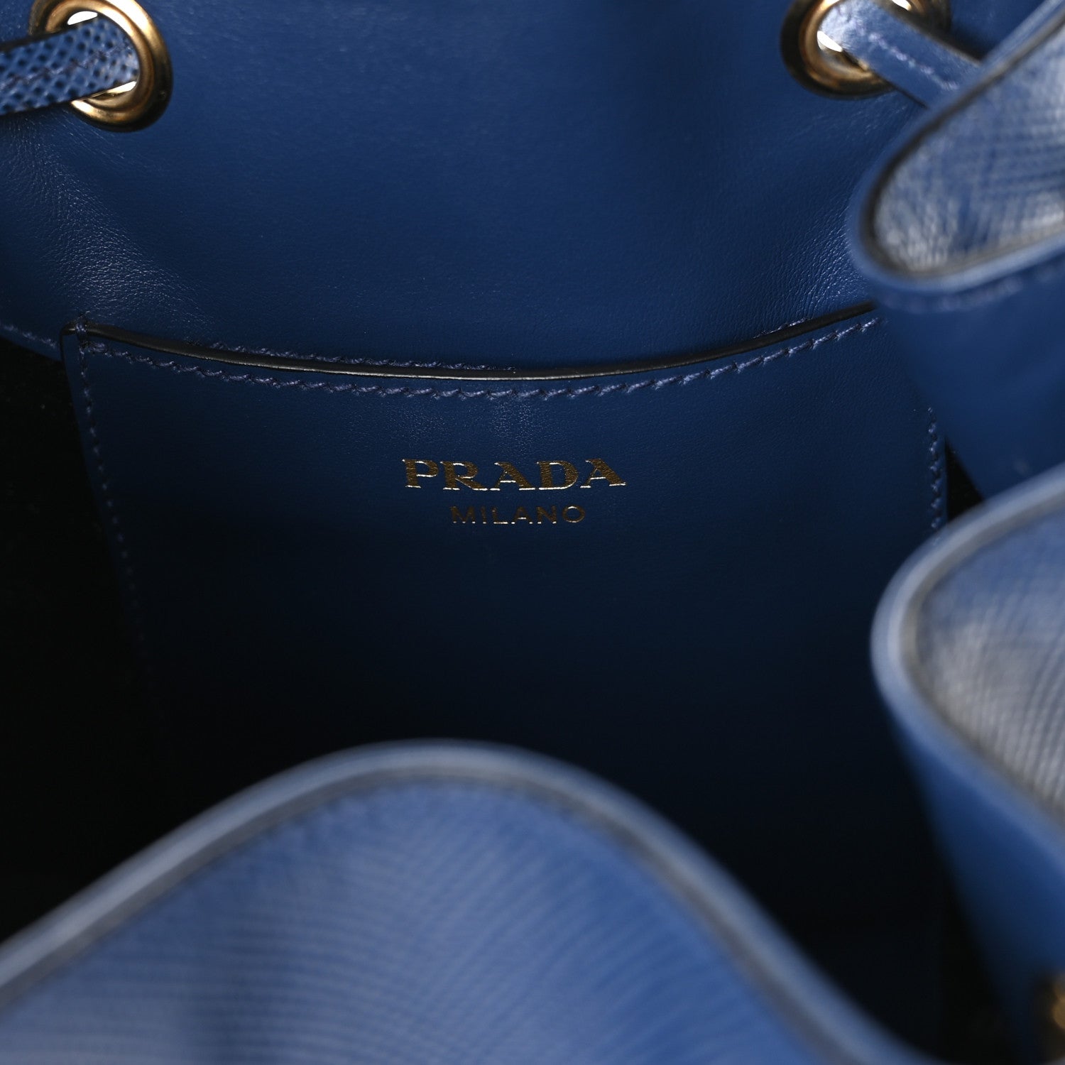 Prada Saffiano Cuir Bucket Bag Bluette 6 of 10