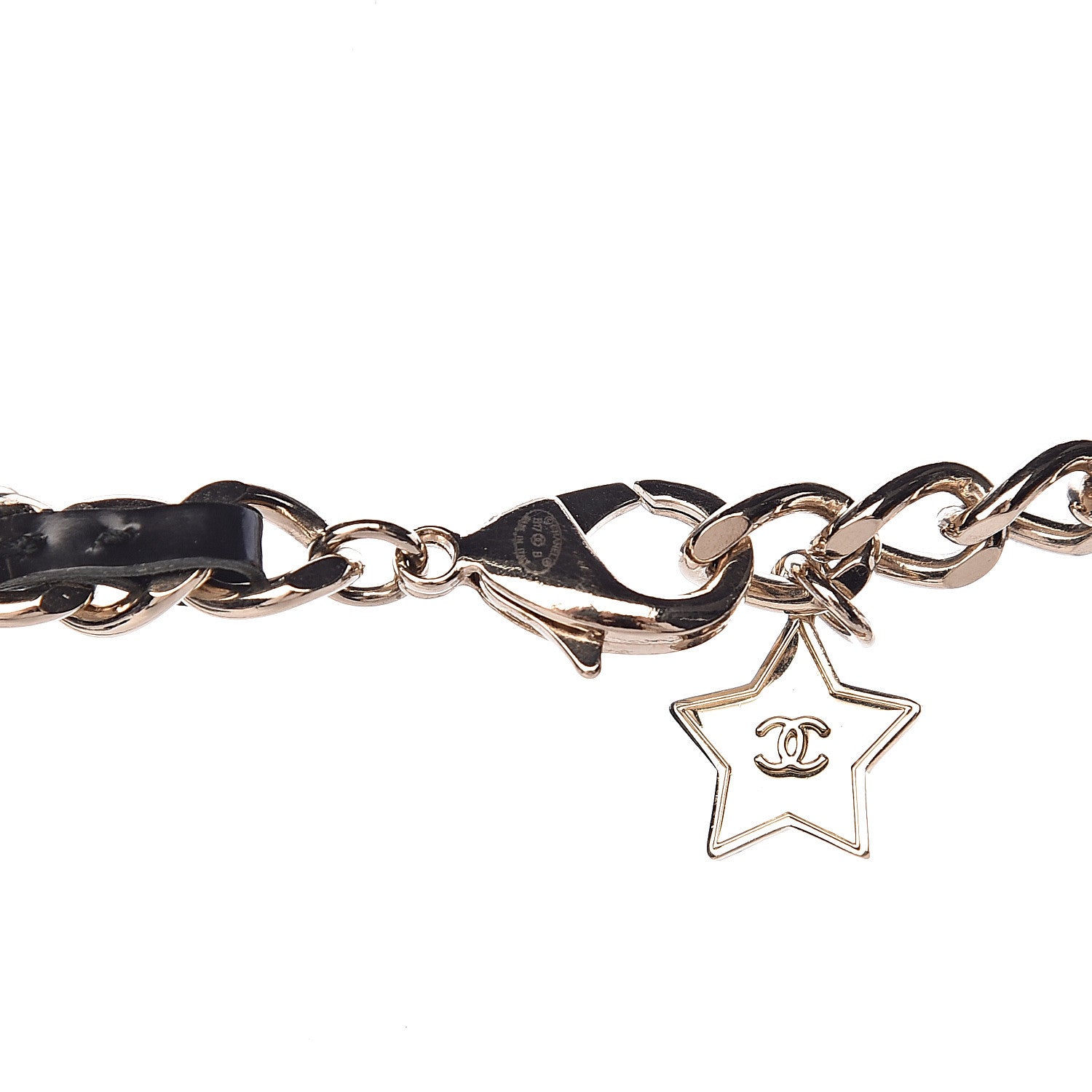 Chanel Glazed Calfskin Crystal Pearl Charm Short Necklace Black Gold 5 of 6