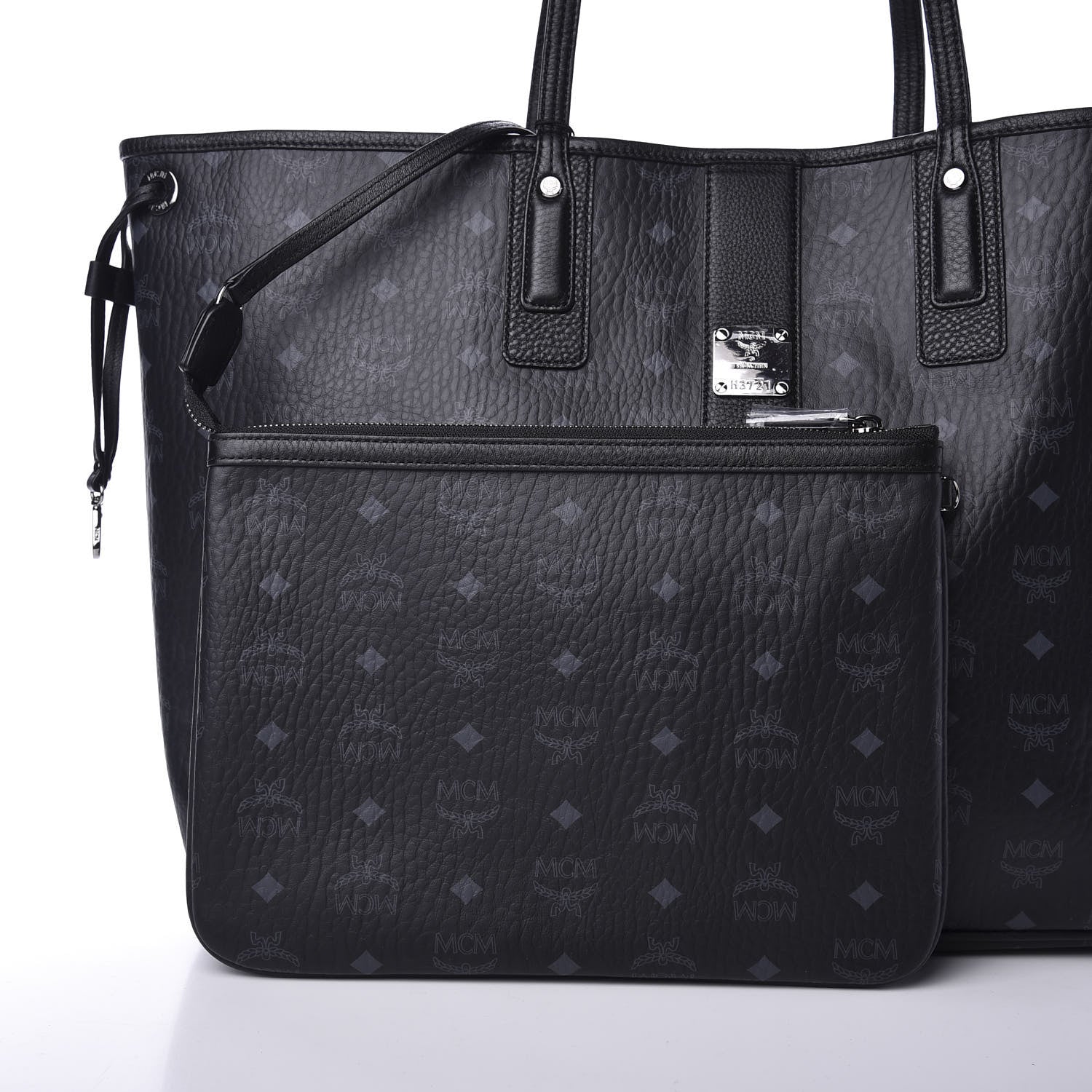 MCM Visetos Large Liz Reversible Shopper Tote Black 10 of 19