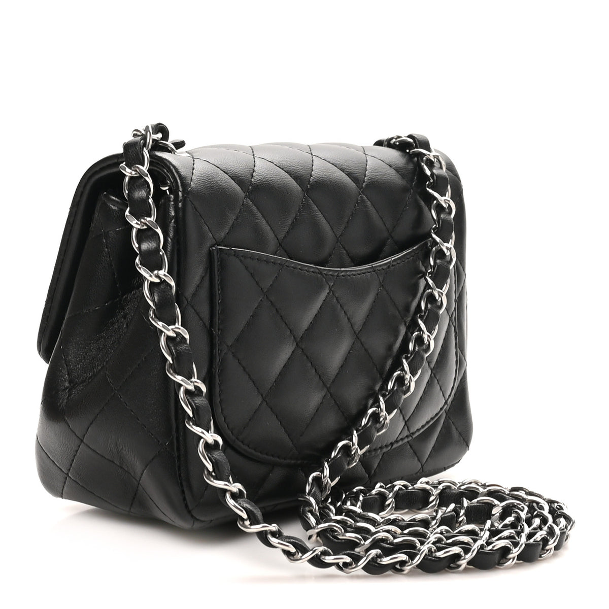 Lambskin Quilted Mini Square Flap Black