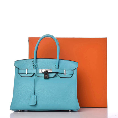 Hermes Taurillon Clemence Birkin 30 Bleu Saint Cyr 10 of 10