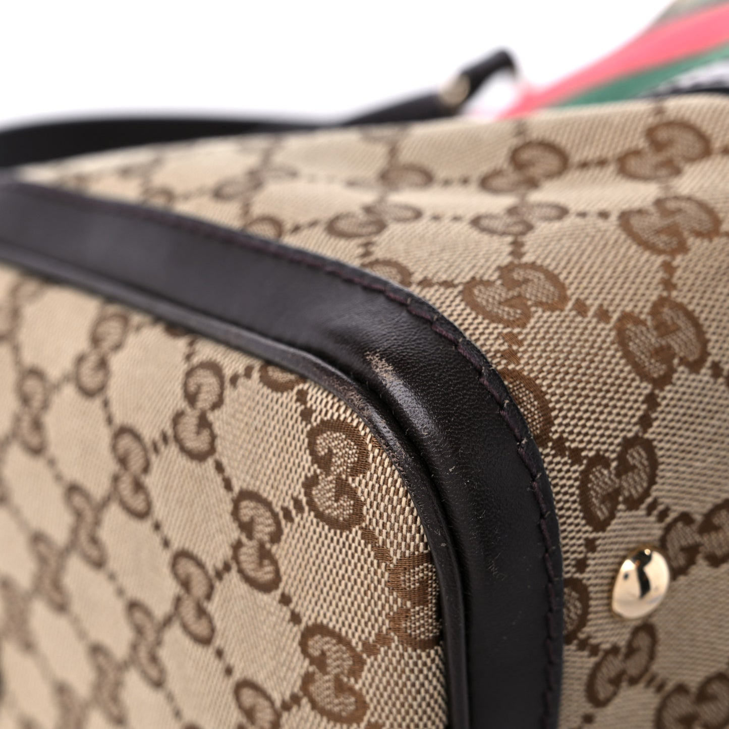 Monogram Selleria Calfskin Vintage Web Medium Boston Beige Ebony Cocoa