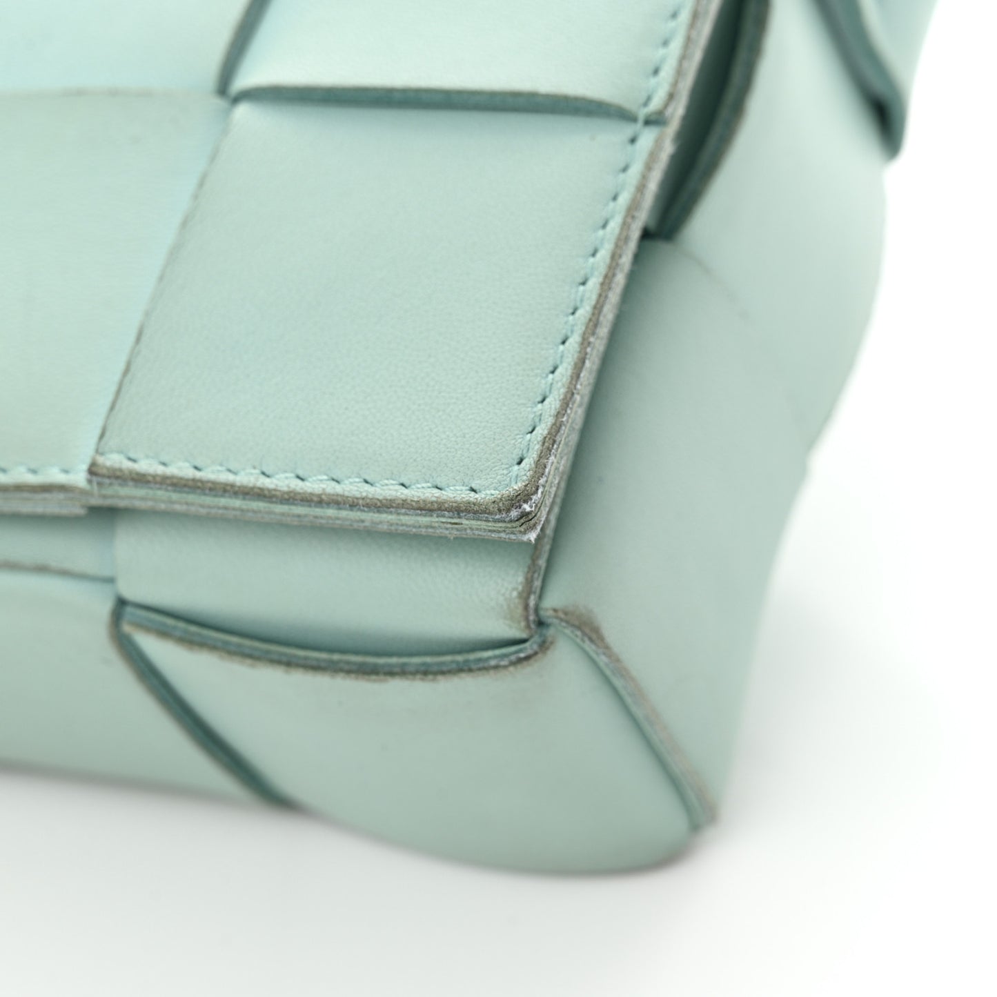 Lambskin Maxi Intreccio Cassette Bag Teal Washed