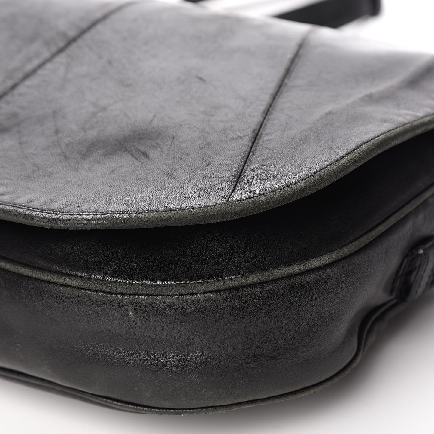 Lambskin Horn Messenger Bag Black