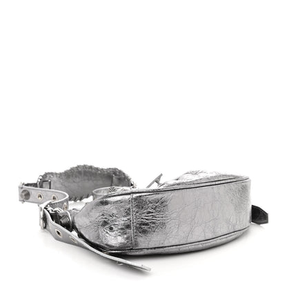 Balenciaga Metallic Agneau Arena Le Cagole Shoulder Bag XS Silver 4 of 12