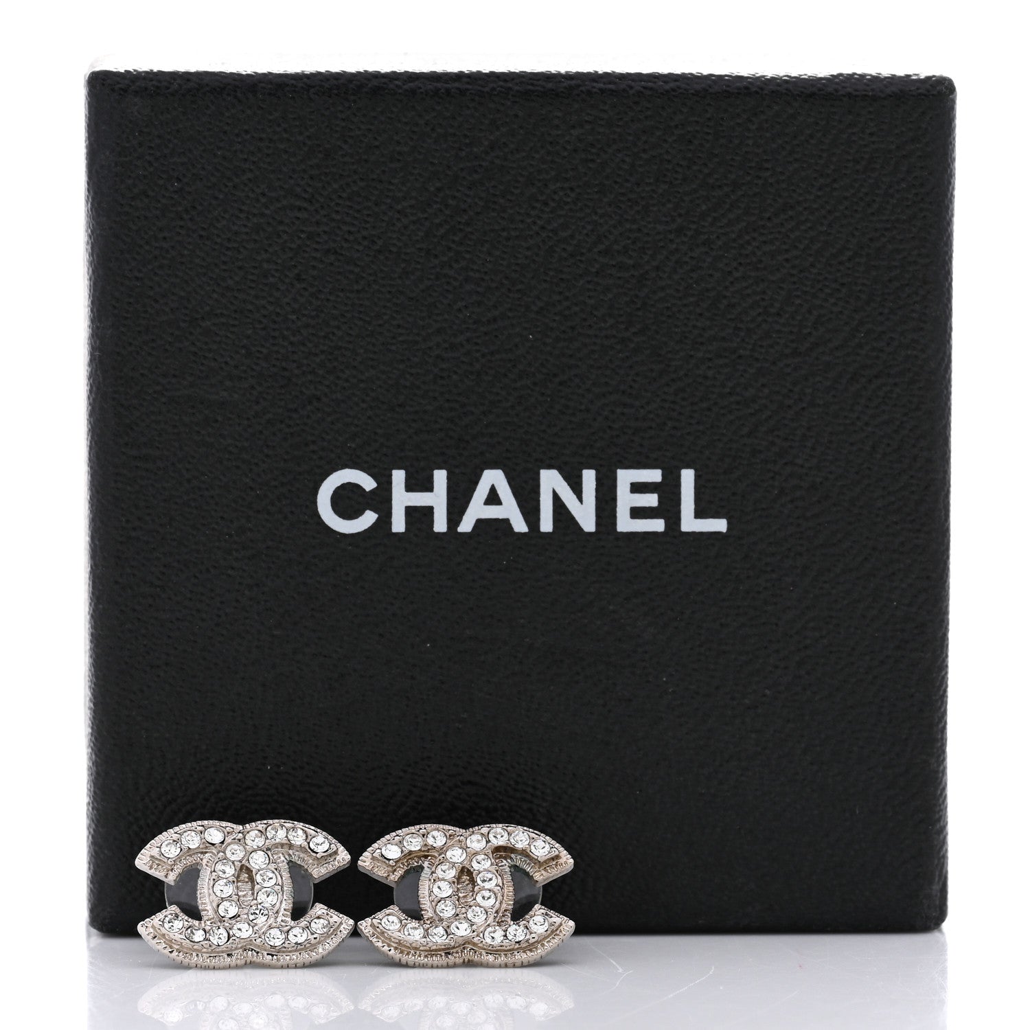 Chanel Crystal Mini Timeless CC Earrings Silver 6 of 6