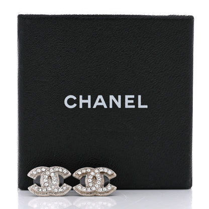 Chanel Crystal Mini Timeless CC Earrings Silver 6 of 6