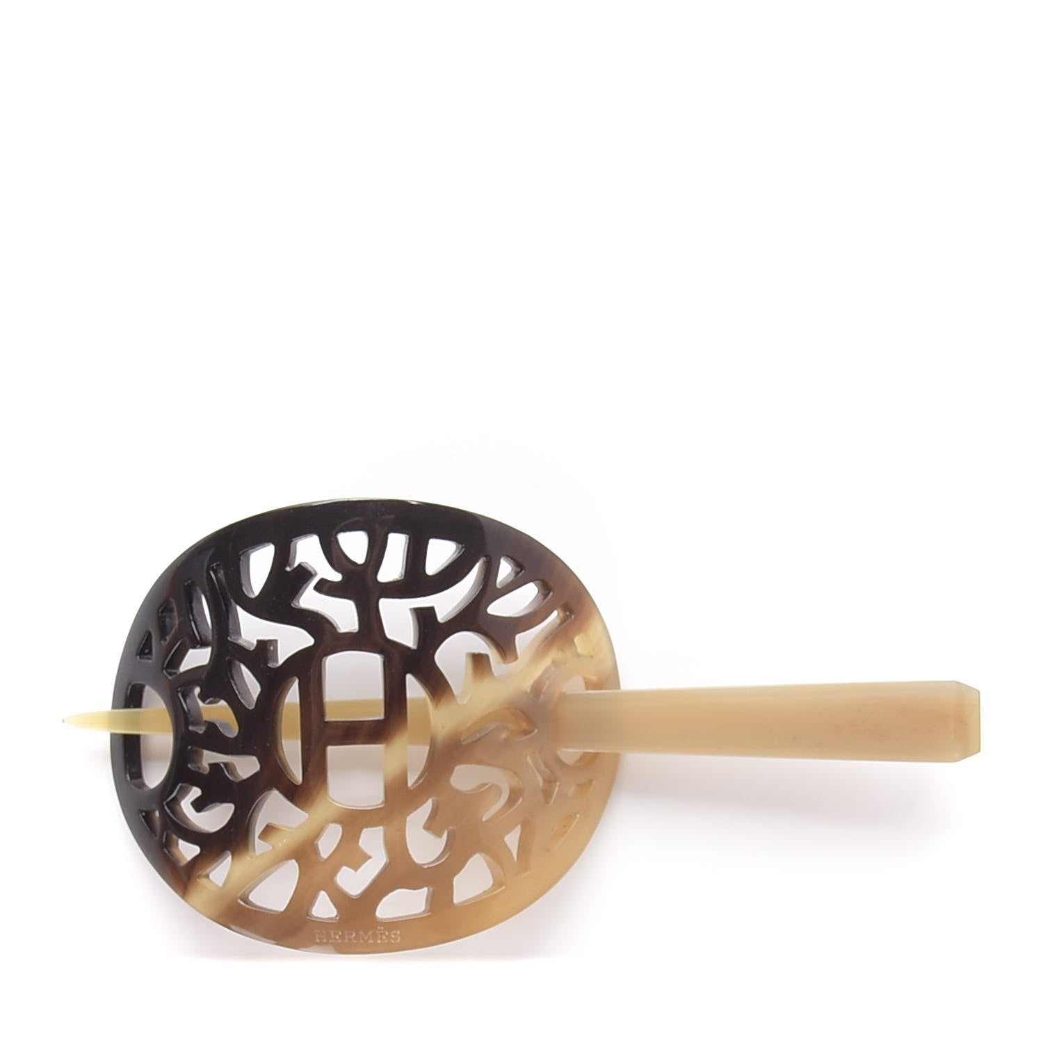 Hermes Buffalo Horn Curved Rocaille Hair Barette Natural 1 of 5
