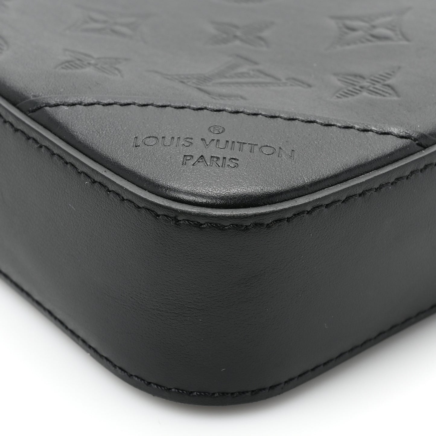 LOUIS VUITTON Calfskin Monogram Shadow Duo Messenger Black