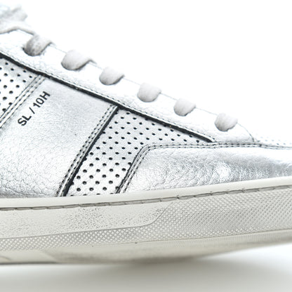 Saint Laurent Metallic Calfskin Perforated Court Classic SL/10H High Top Sneakers 41.5 Silver 12 of 17