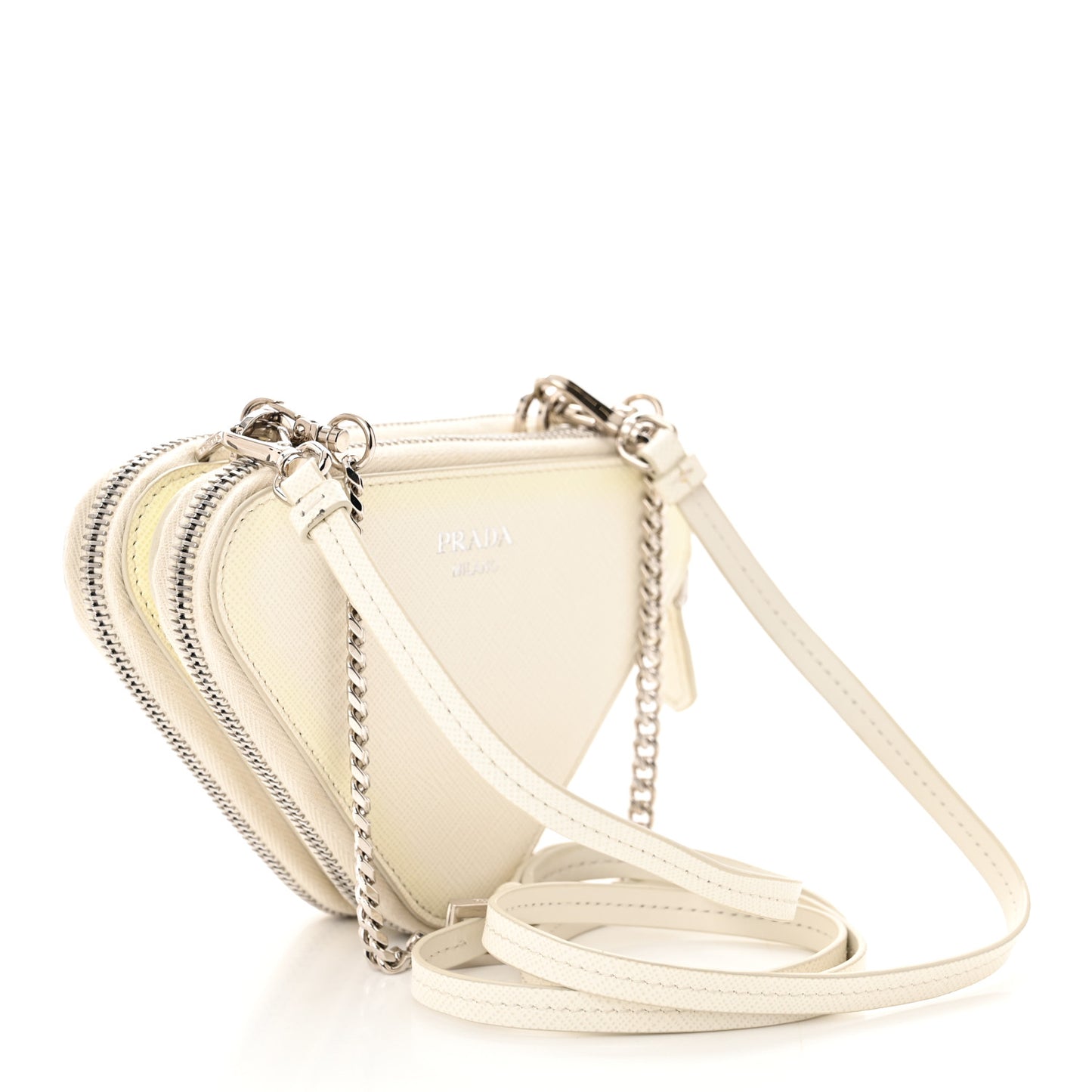 Saffiano Mini Triangle Crossbody Pouch White