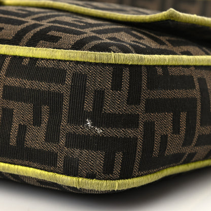 Fendi Fabric Jacquard FF 1974 Large Baguette Tobacco Moro Giallo Fluo 11 of 13