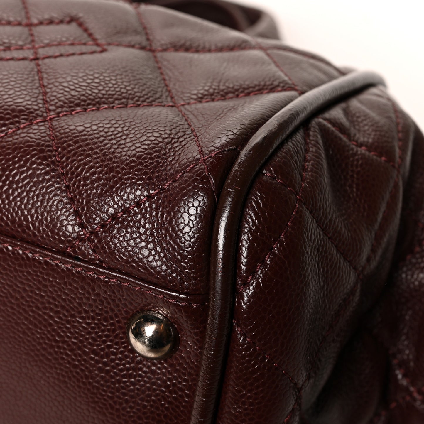 Caviar Quilted CC Timeless Bowler Burgundy