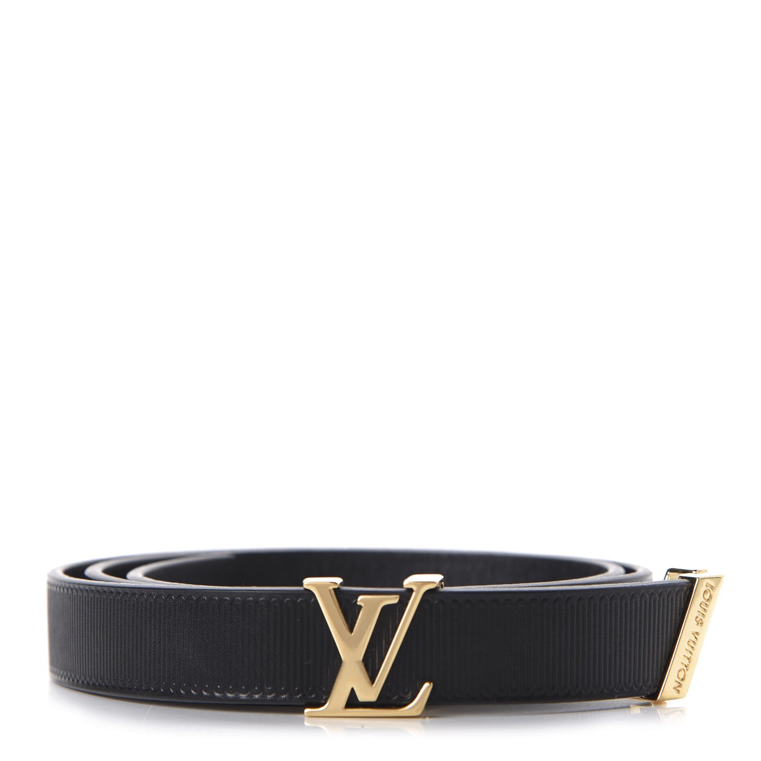 Louis Vuitton Calfskin Embossed LV Initiales Belt 70 28 Black 1 of 6