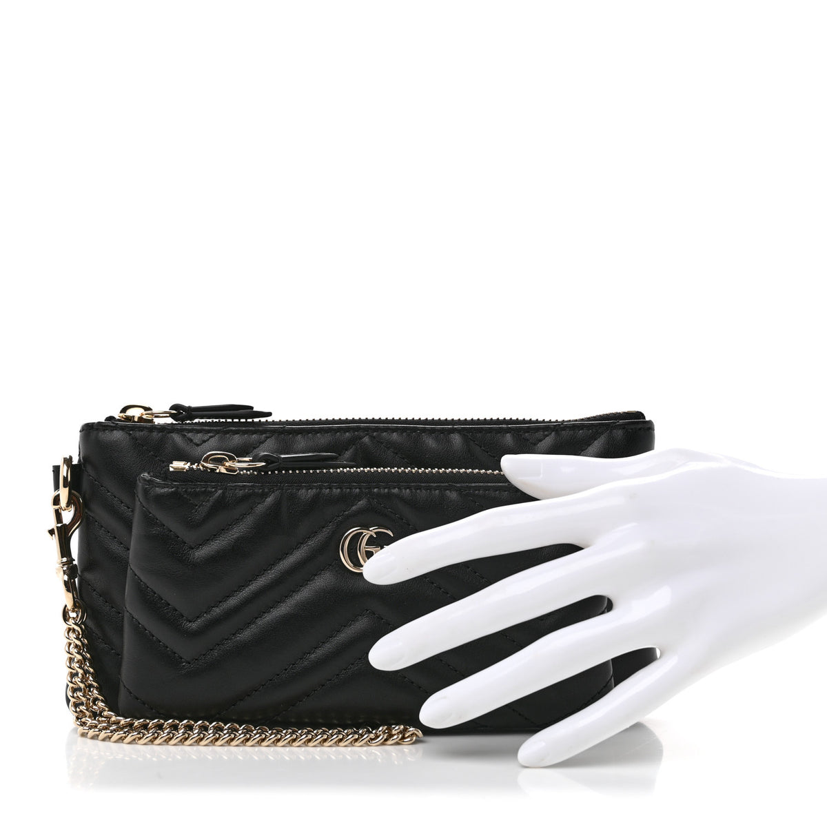 Gucci Calfskin Matelasse Small GG Marmont 2.0 Clutch Black 2 of 7