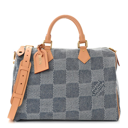 Louis Vuitton Damier Denim 3D Speedy Bandouliere 40 Bleu 1 of 10