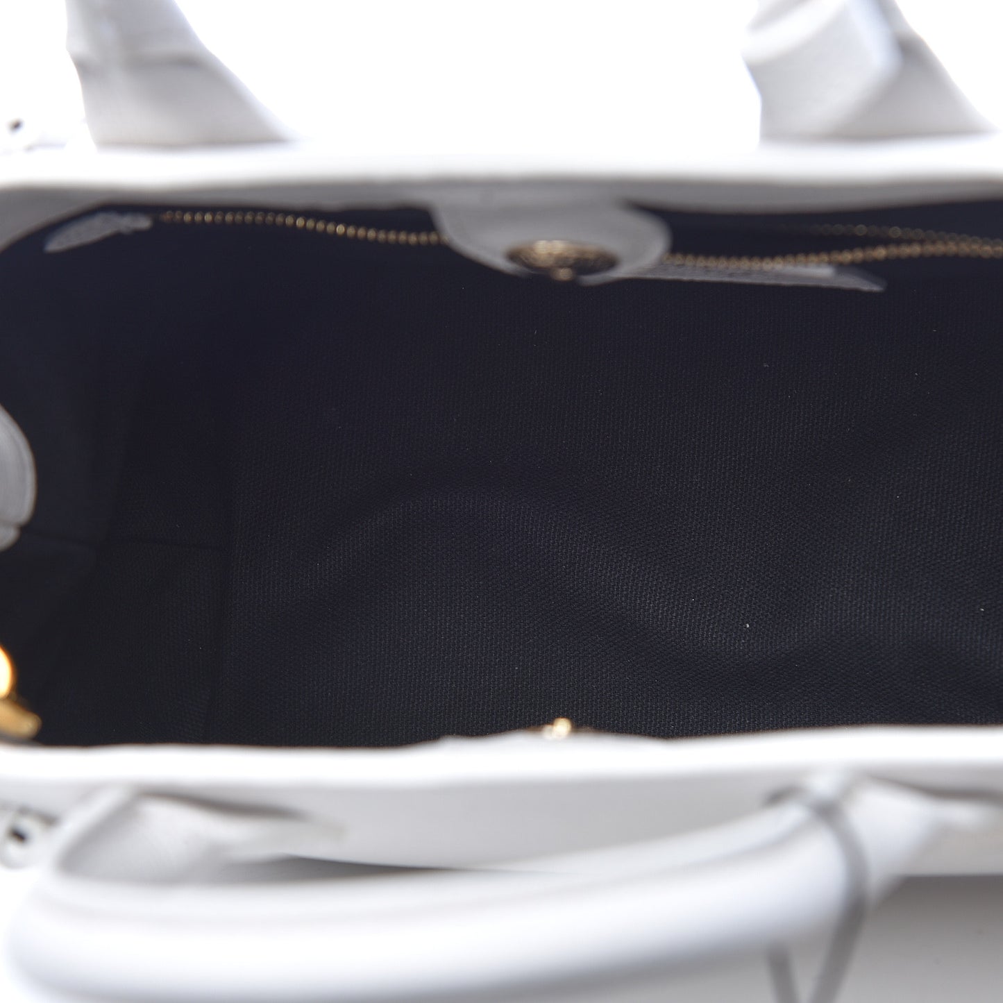 Grainy Calfskin House Check Small Banner Tote Chalk White