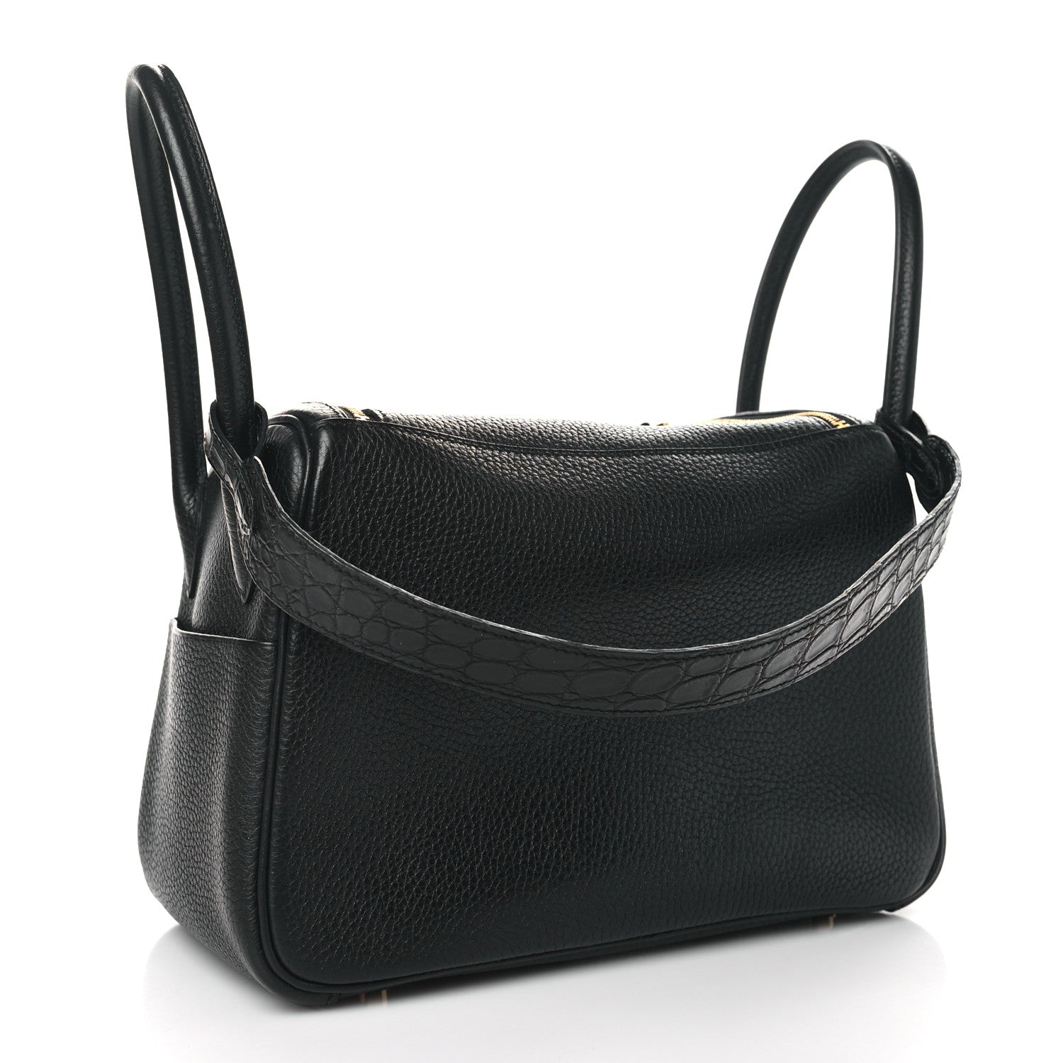 Hermes Taurillon Clemence Matte Niloticus Crocodile Touch Lindy 26 Black 3 of 11