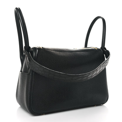 Hermes Taurillon Clemence Matte Niloticus Crocodile Touch Lindy 26 Black 3 of 11