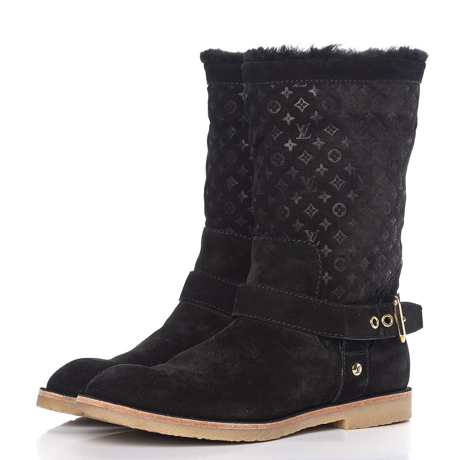 Louis Vuitton Suede Shearling Fauvist Boots 39 Black 3 of 11