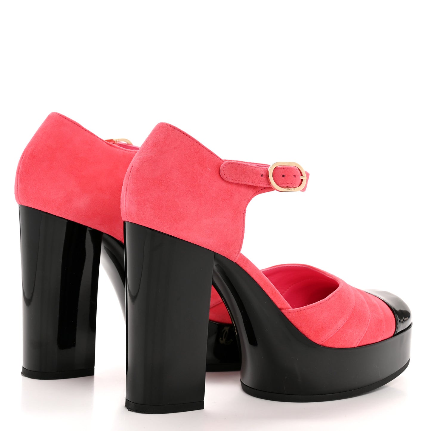 Patent Suede CC Platform Pumps 39 Dark Pink Black
