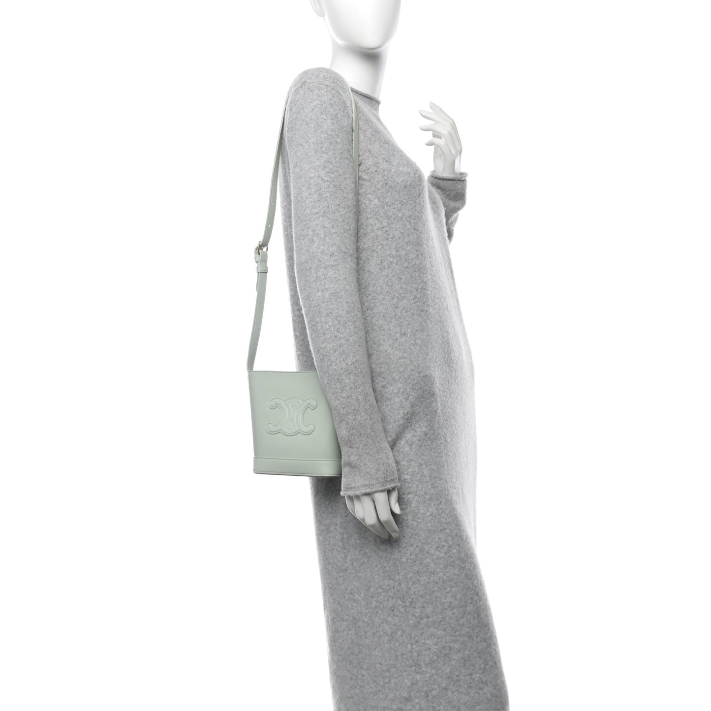 Smooth Calfskin Mini Cuir Triomphe Bucket Bag Jade