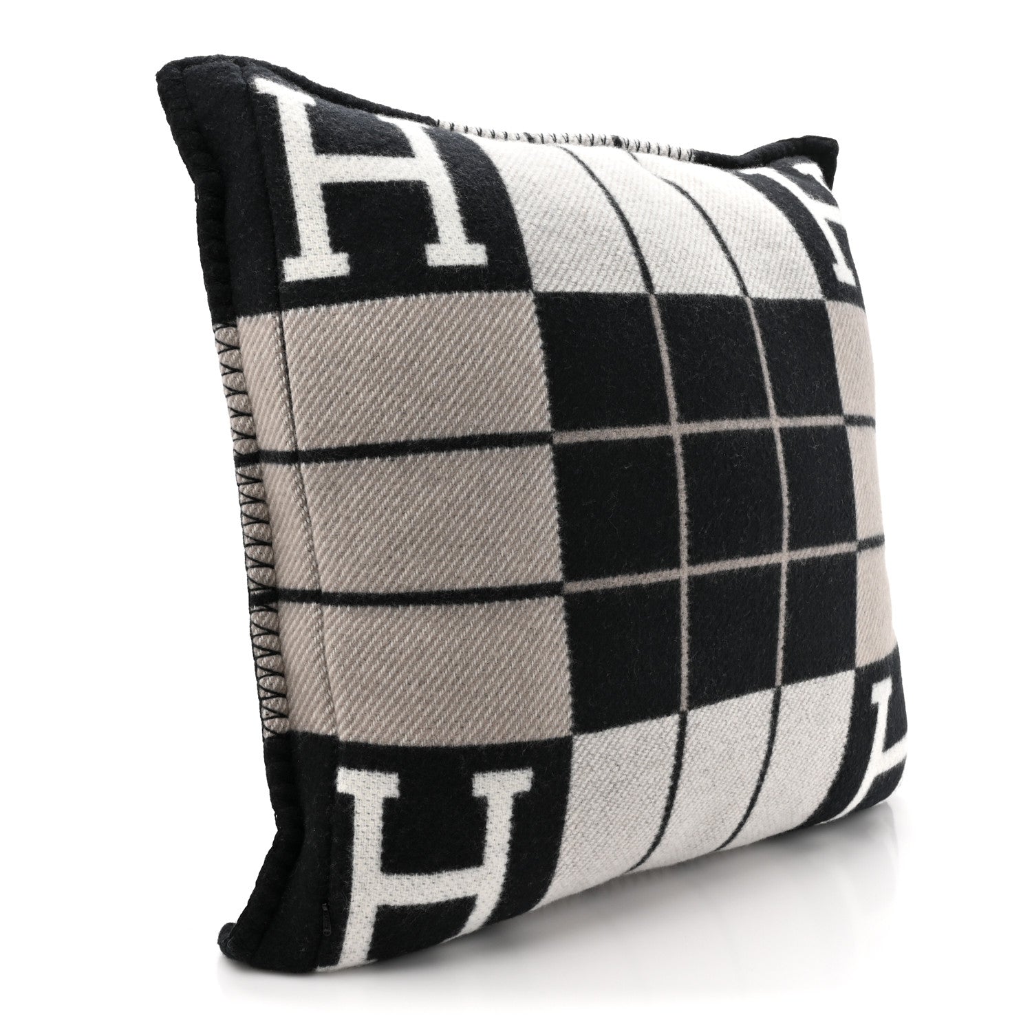 Hermes Wool Cashmere Avalon III Pillow PM Ecru Black 3 of 5