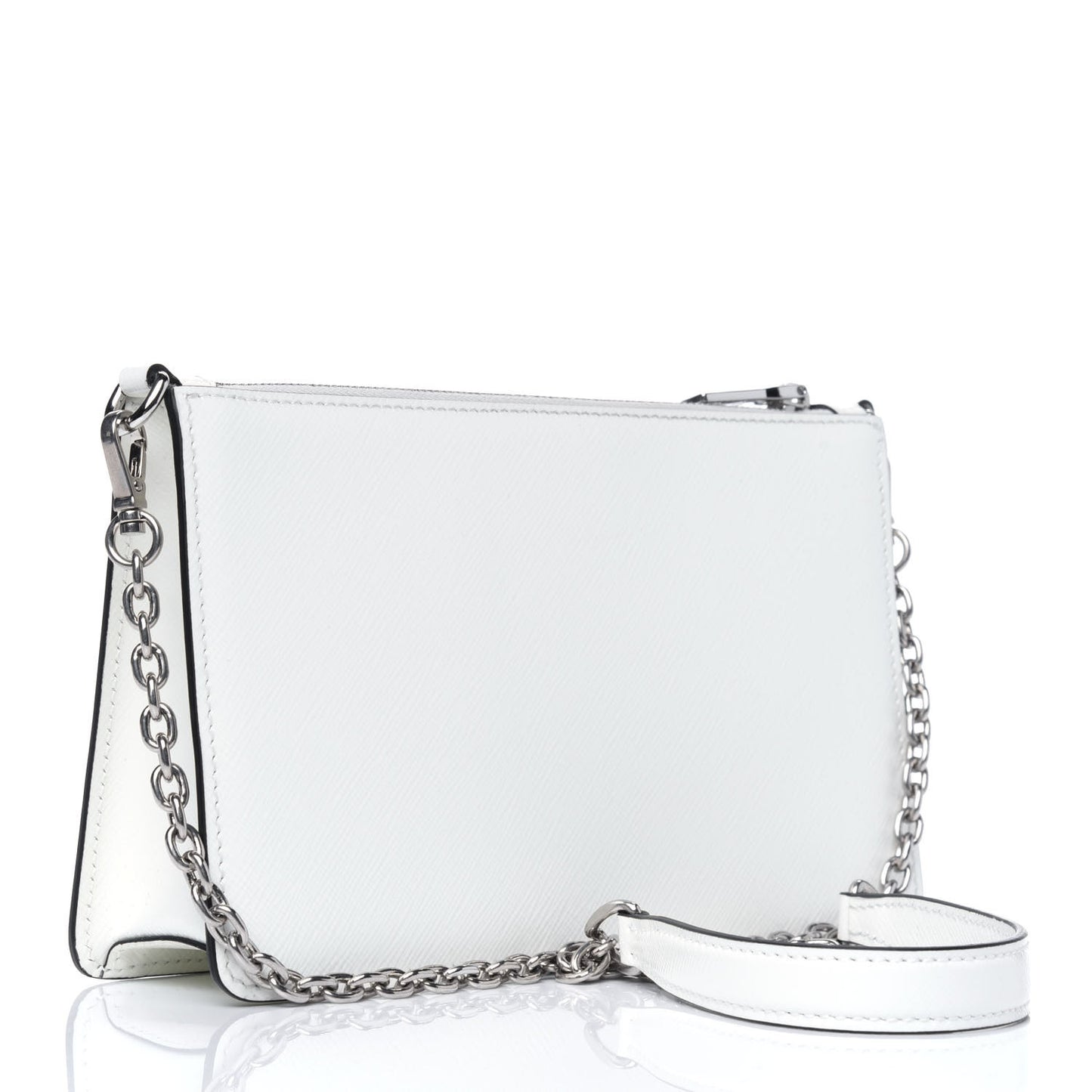 Saffiano Vernice Chain Crossbody Bag Bianco