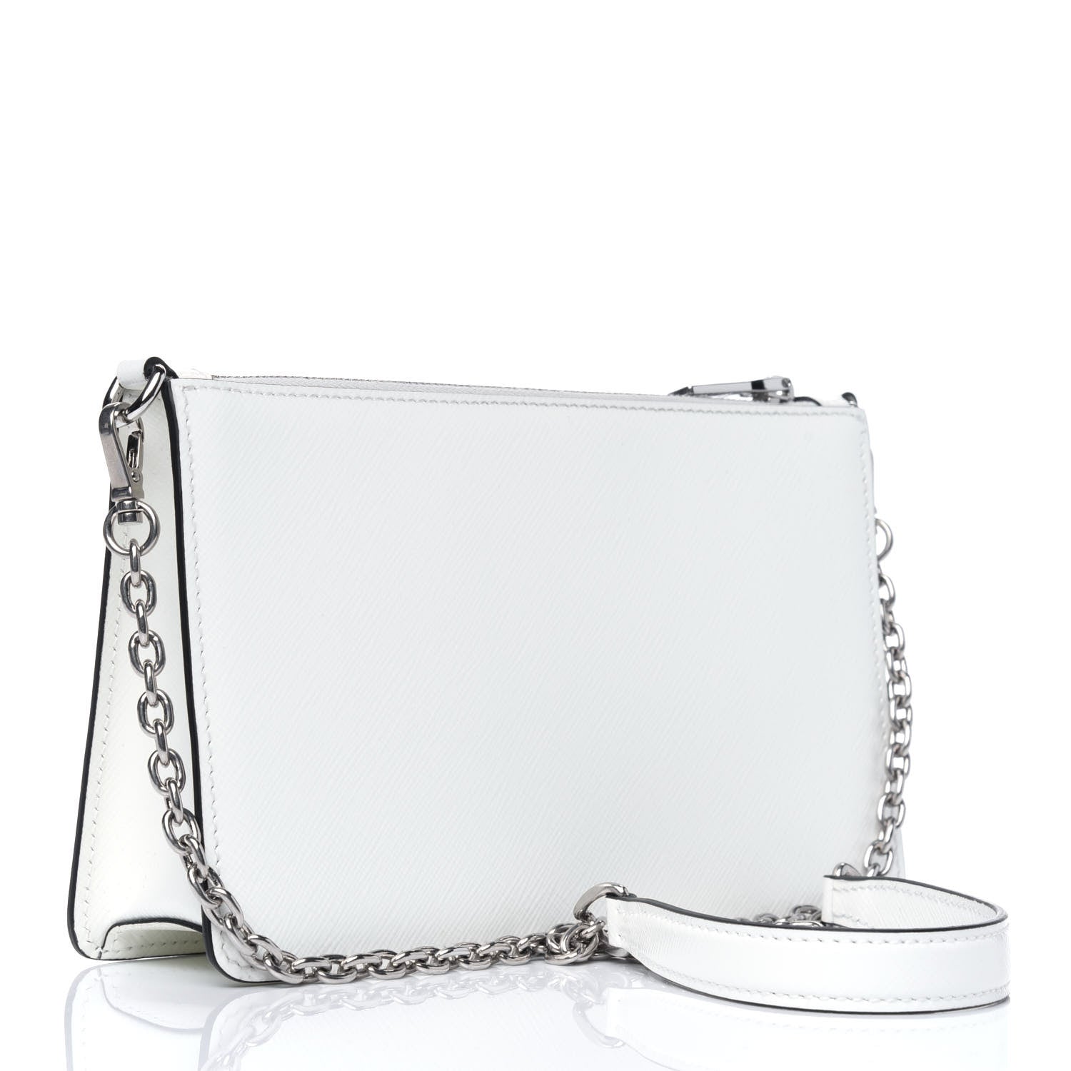 Prada Saffiano Vernice Chain Crossbody Bag Bianco 3 of 12