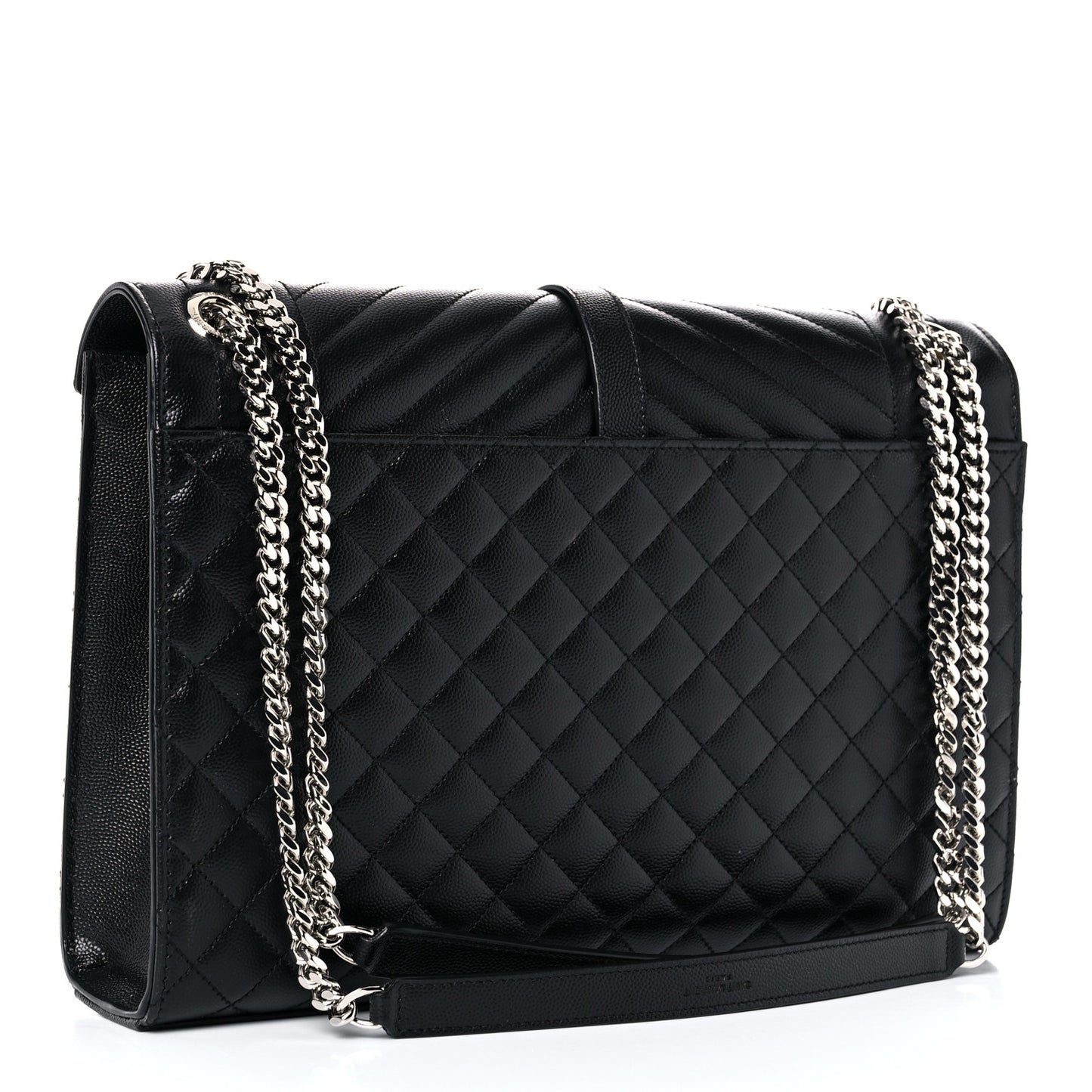 Grain De Poudre Textured Mixed Matelasse Large Triquilt Monogram Satchel Black