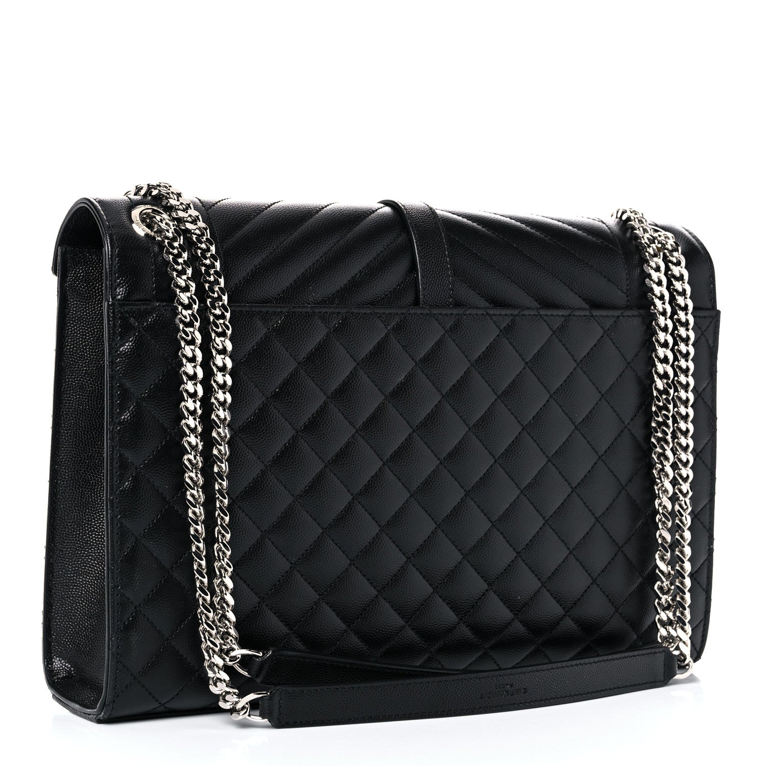 Saint Laurent Grain De Poudre Textured Mixed Matelasse Large Triquilt Monogram Satchel Black 2 of 12