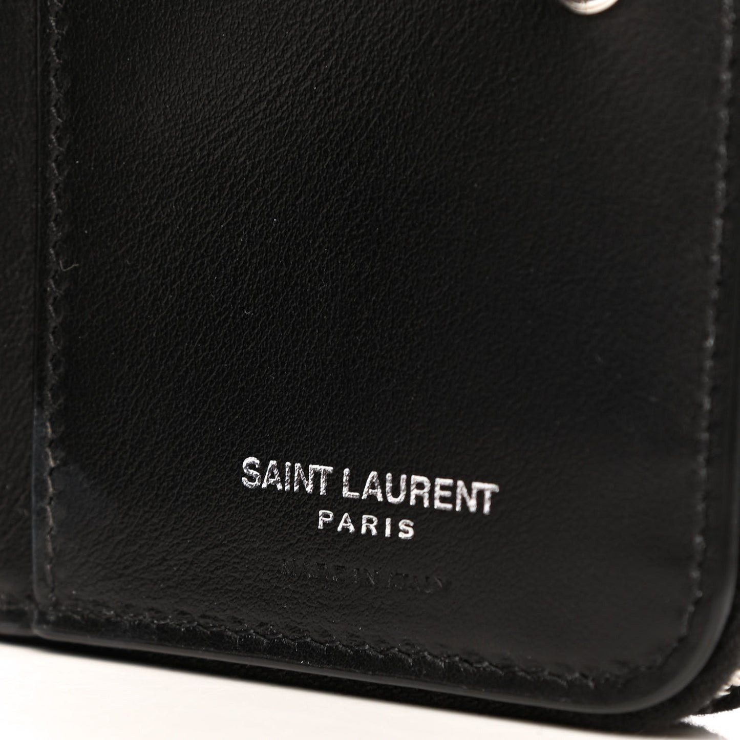 Calfskin Crocodile Embossed Monogram Compact Wallet Black