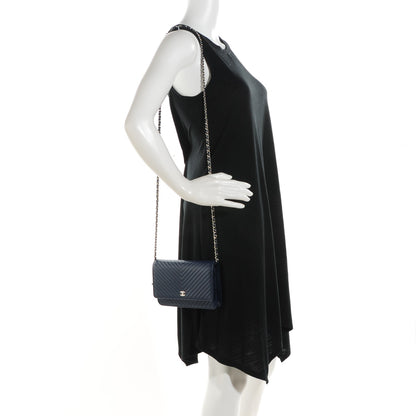Chanel Caviar Chevron Wallet On Chain WOC Navy 2 of 8