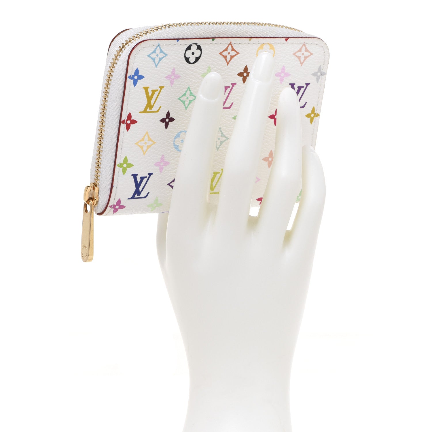 Louis Vuitton Monogram Multicolor Zippy Coin Purse Wallet White Litchi 3 of 6