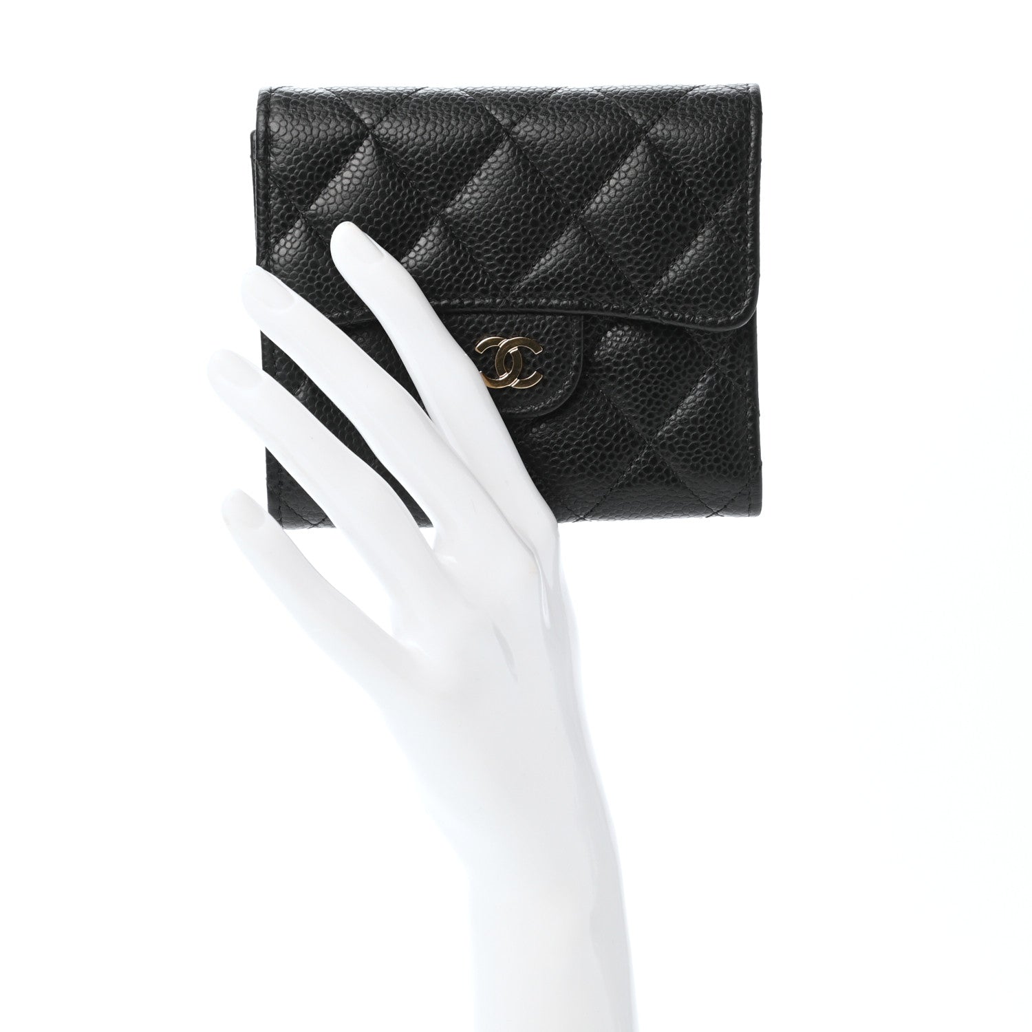 Chanel Caviar Quilted Compact Flap Wallet Black 2 of 7