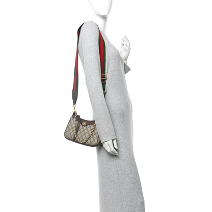 Gucci GG Supreme Monogram Textured Dollar Calfskin Web Small Ophidia GG Handbag Beige Ebony New Acero 2 of 11