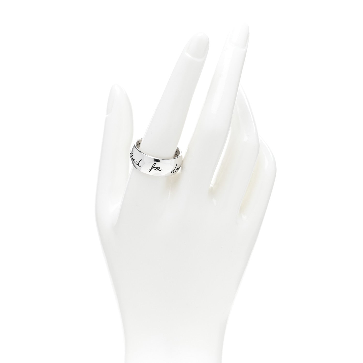 Gucci Sterling Silver Wide Blind for Love Band Ring 64 10.75 2 of 4