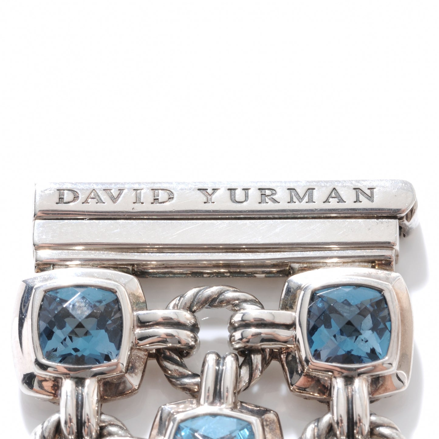 Sterling Silver Blue Topaz Renaissance 3 Row Bracelet