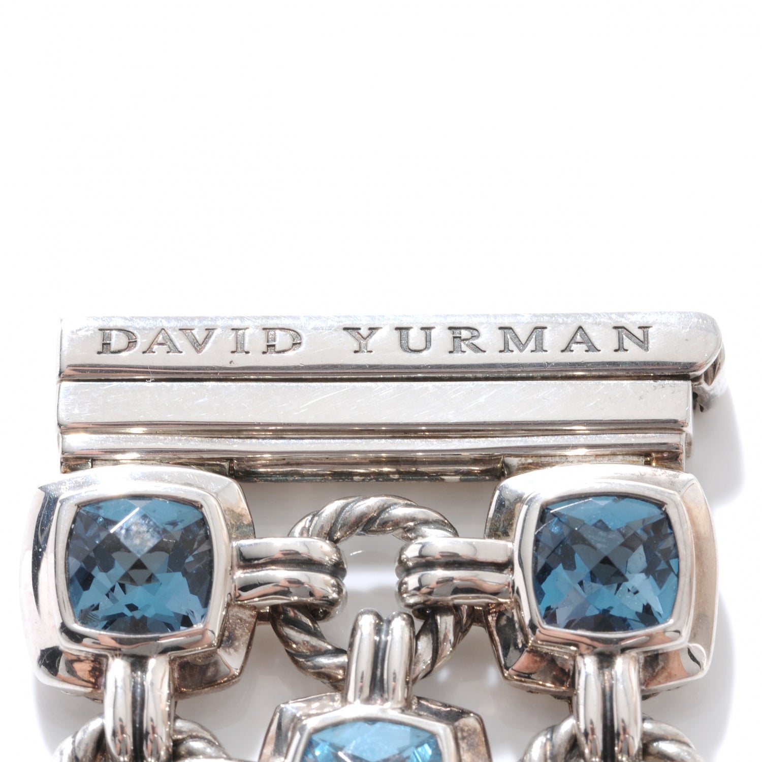 David Yurman Sterling Silver Blue Topaz Renaissance 3 Row Bracelet 4 of 6