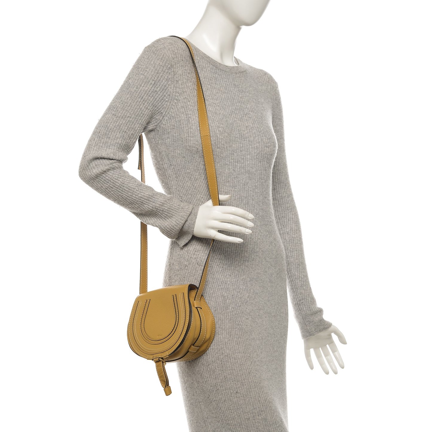 Calfskin Mini Marcie Round Crossbody Bag Sand Shell