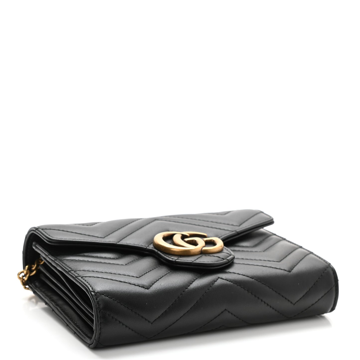 Calfskin Matelasse GG Marmont Chain Wallet Black