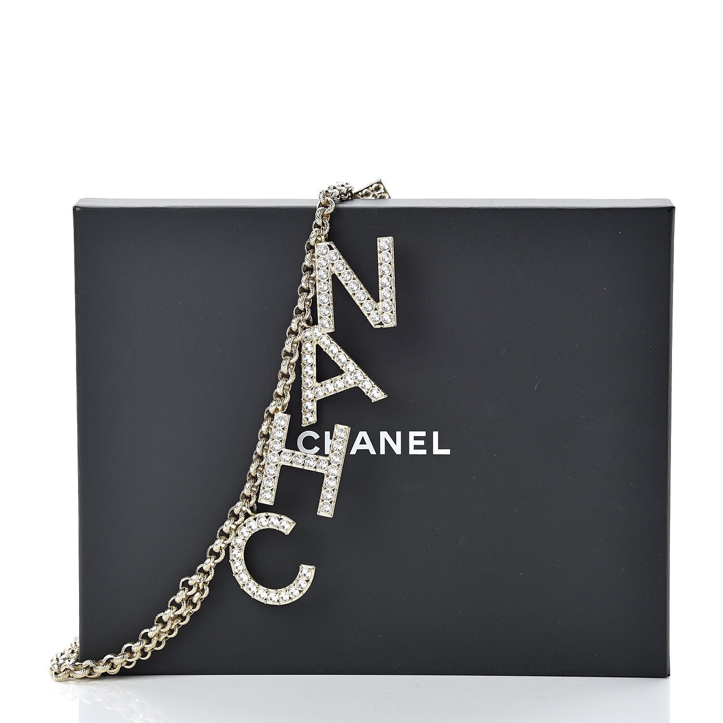 Metal Crystal 90's Icon Logo Chain Belt Gold