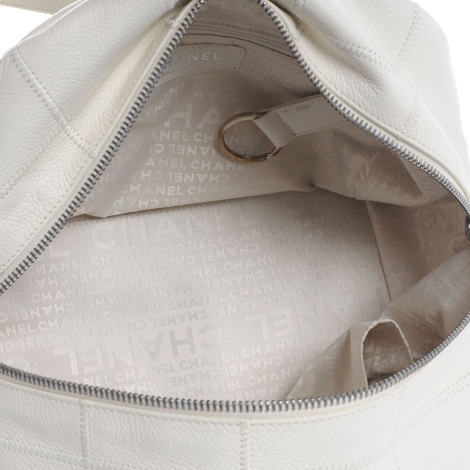 Chanel Leather Square Stitched Bowler White 5 of 7
